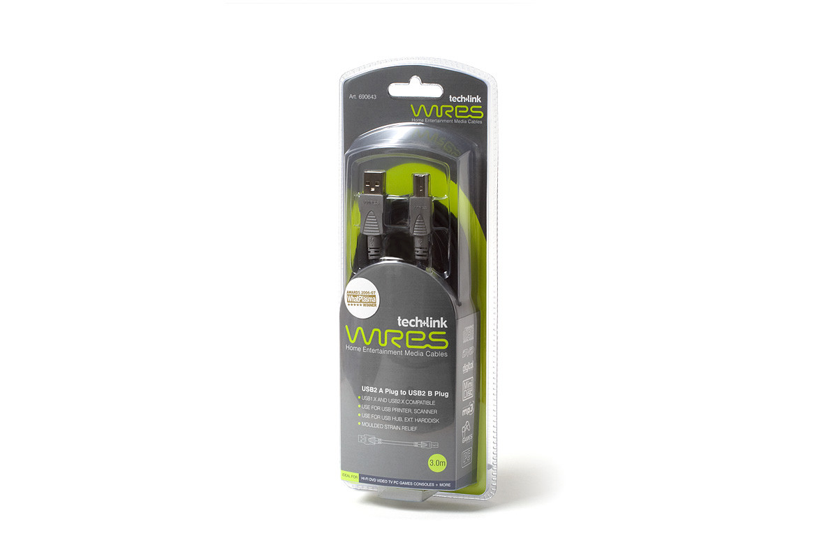 Techlink Wires 690642 - przewód USB 2.0 A/B o długości 2 m