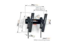 Vogel's TVM 3213 - uchwyt ścienny uchylny do TV (19-43 cali)