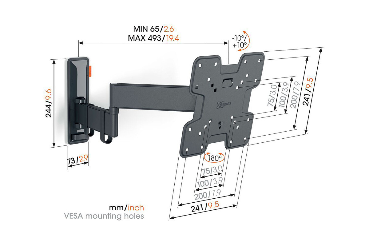 Vogel's TVM 3243 Black - uchwyt ścienny uchylny do TV (19-43 cali)