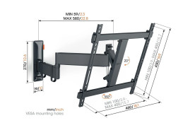 Vogel's TVM 3443 Black - uchwyt ścienny uchylny do TV (32-65 cali)