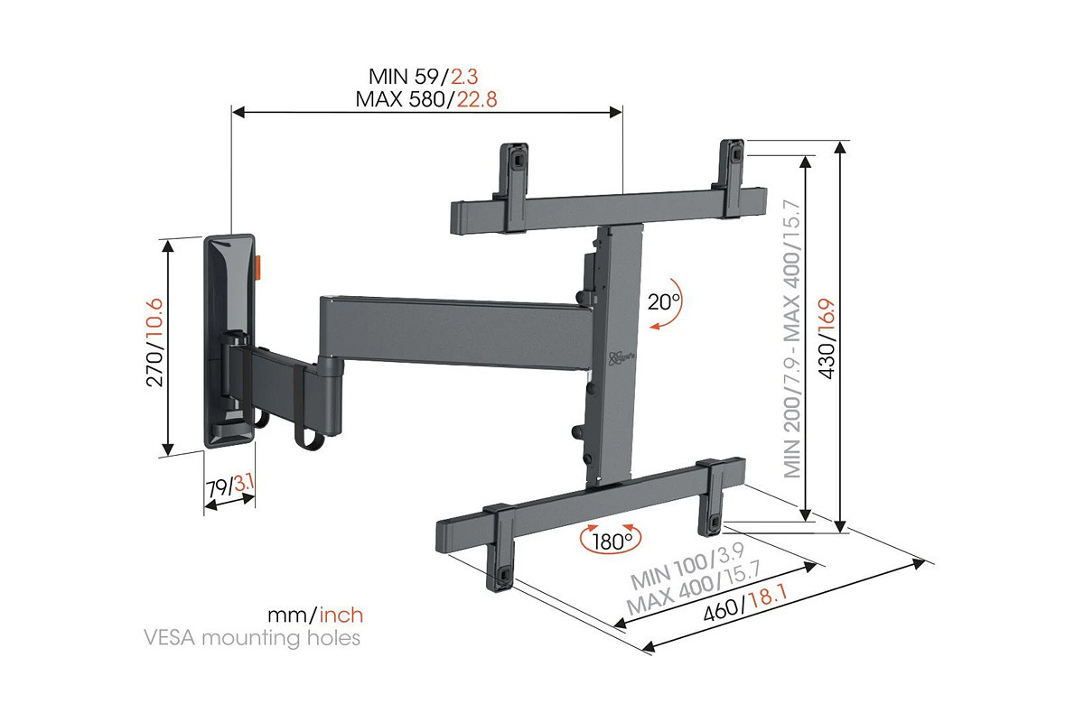 Vogel's TVM 3463 OLED - uchwyt ścienny uchylny do TV (32-65 cali)