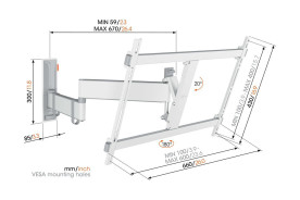 Vogel's TVM 3643 White - uchwyt ścienny uchylny do TV (40-77 cali)